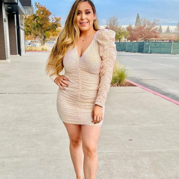 Cream multi color sequin mini dress - Picture 2 of 5